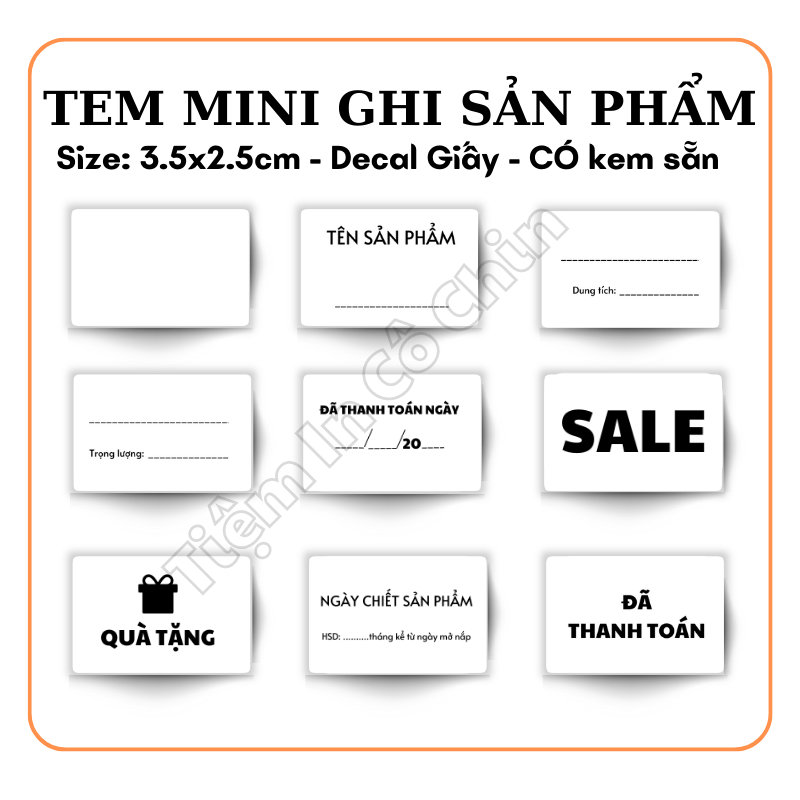 - SET 100TEM GHI TÊN SẢN PHẨM - DECAL GIẤY DÁN CÓ KEO TIỆN LỢI
