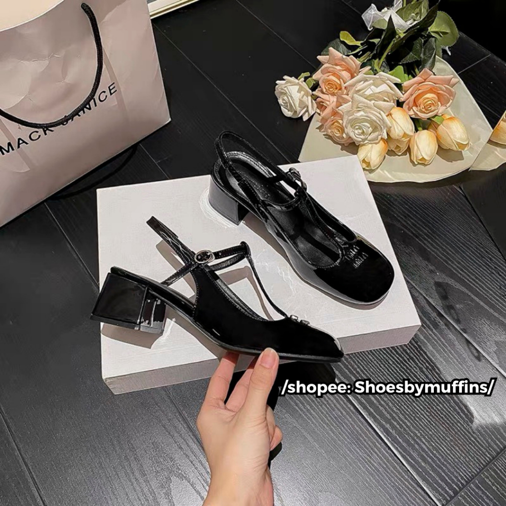 (SẴN HÀNG)Giày Mary Jane mũi tròn hở gót Miumiu mẫu mới nhất 2023