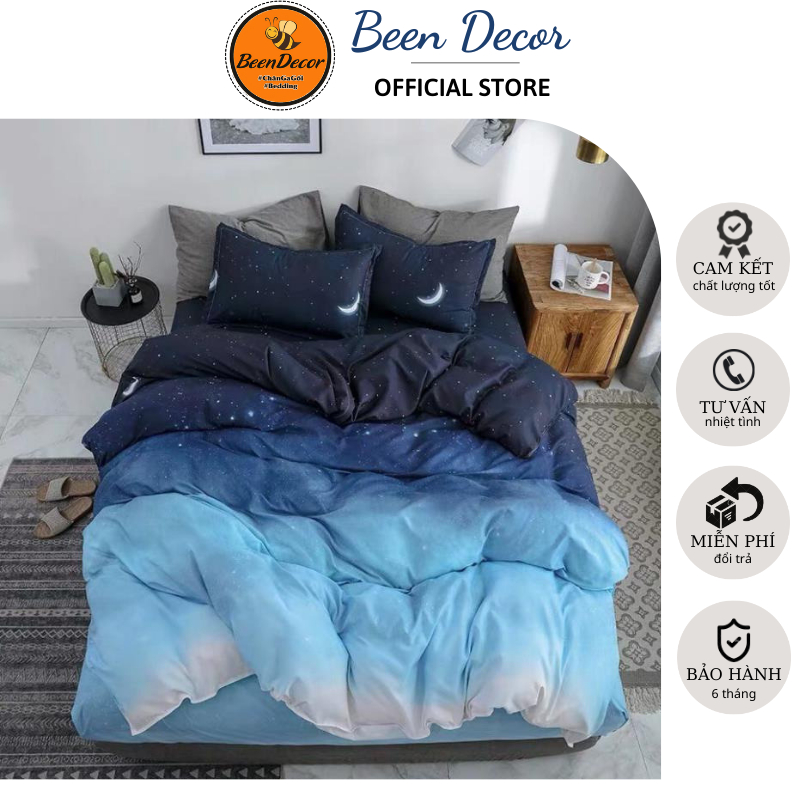 🌸 Set 5 Món Vỏ Chăn Ga Gối Mền Cotton Poly - Mẫu BẦU TRỜI SAO Lãng Mạn Tinh Tế Sang Trọng🌸🌸