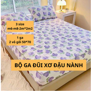 Bộ ga gối đũi xơ đậu nành đủ kích thước tặng kèm 2 vỏ gối cùng mẫu