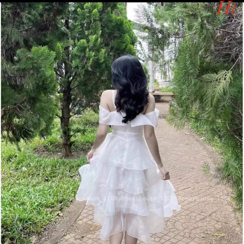 Váy bốn tầng xoè nơ mút ngực HT12