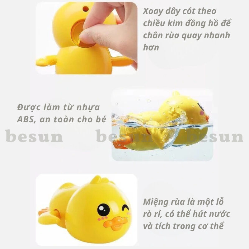 Đồ chơi nhà tắm vịt vặn cót ngộ nghĩnh thả bồn bơi trong nước cho bé