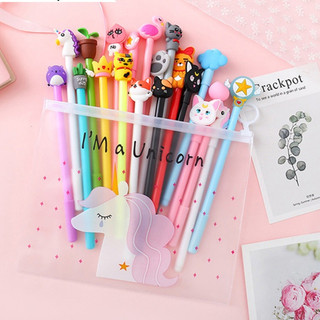 Bút bi nước mực gel, bút bi nước hình ngộ nghĩnh kèm túi zip Unicon S5012