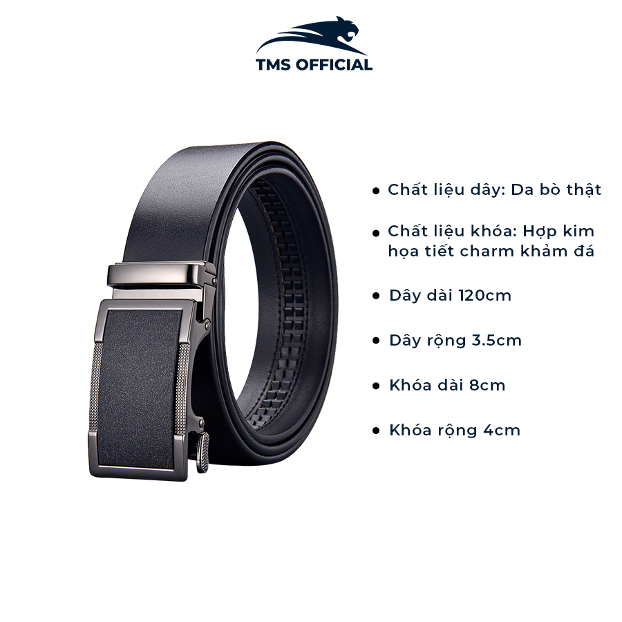Thắt Lưng Nam Dây Trơn Khóa Charm Da Thật Cao Cấp Sang Trọng Lịch Lãm Khóa Tự Động TMST05