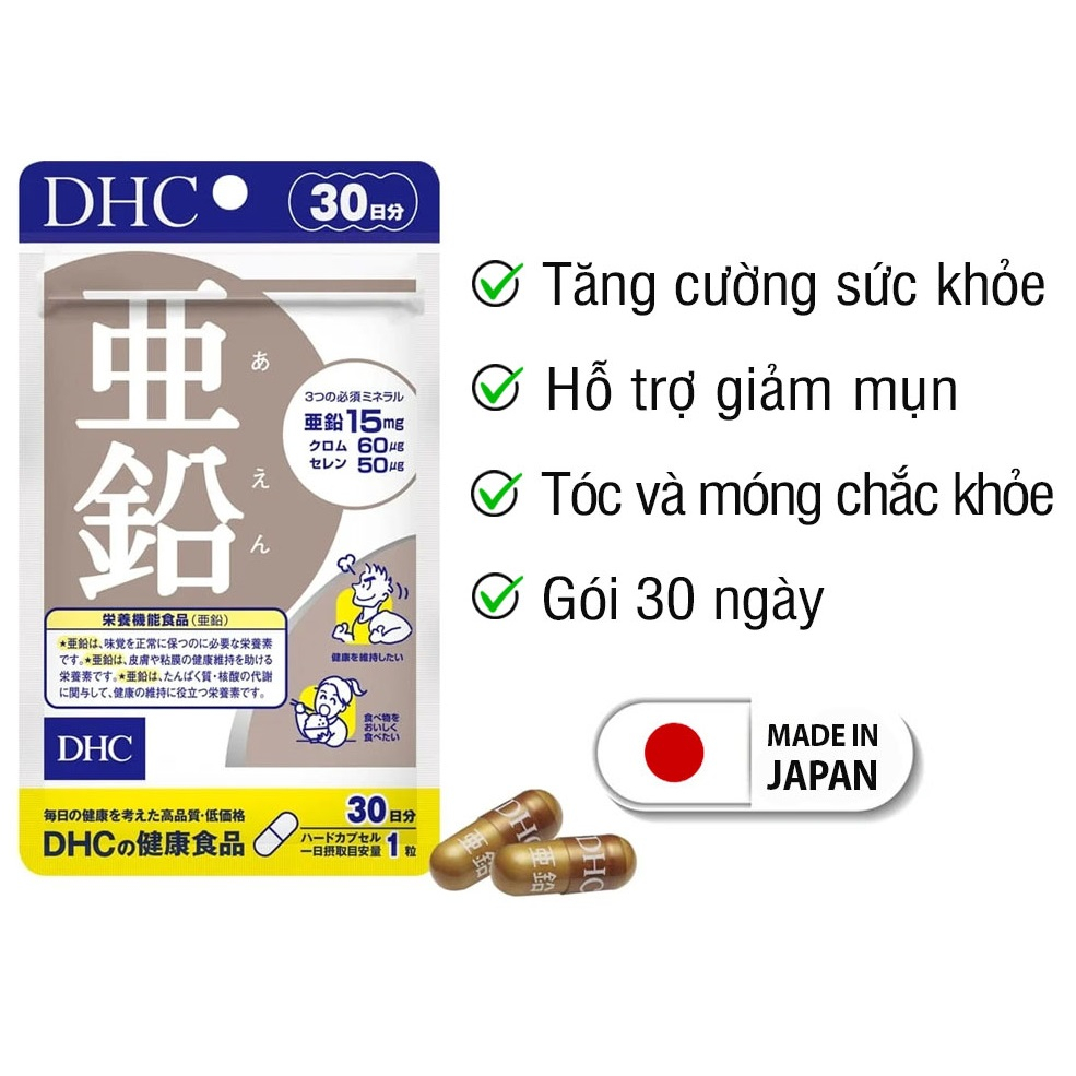 Viên uống Bổ sung Kẽm ZinC DHC gói 15 viên (15 ngày) và 30 viên (30 ngày)