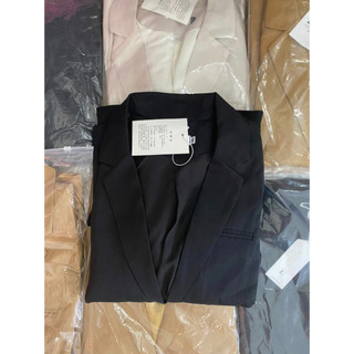 Áo blazer basic 2 lớp có đệm vai - 3 màu kem/đen/nâu