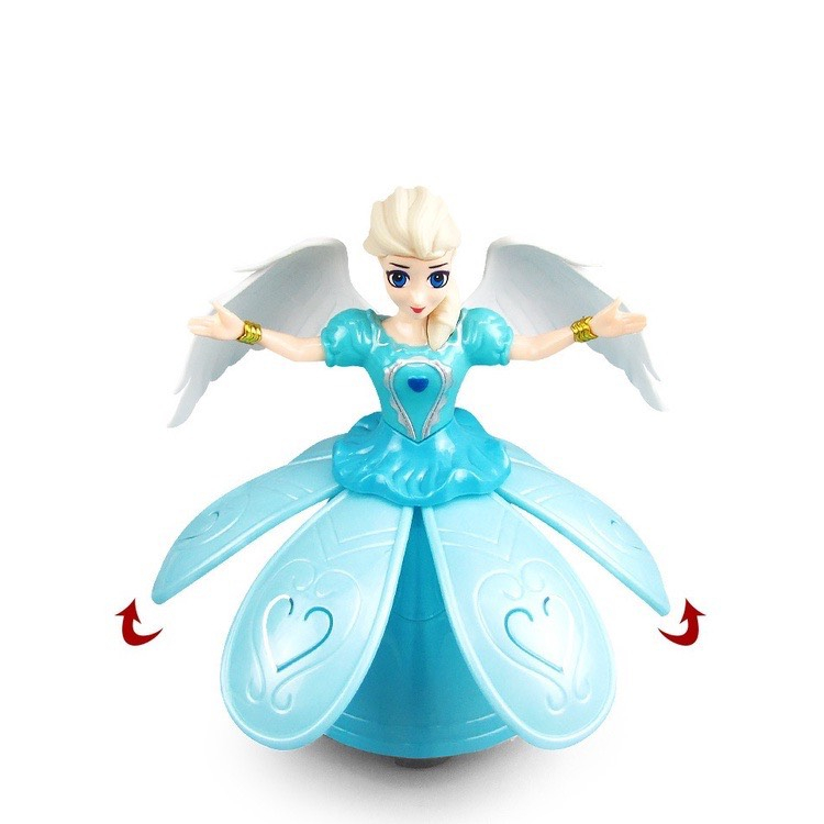 Đồ chơi Lồng đèn Trung thu búp bê công chúa Elsa cánh thiên thần đế xòe nhạc đèn