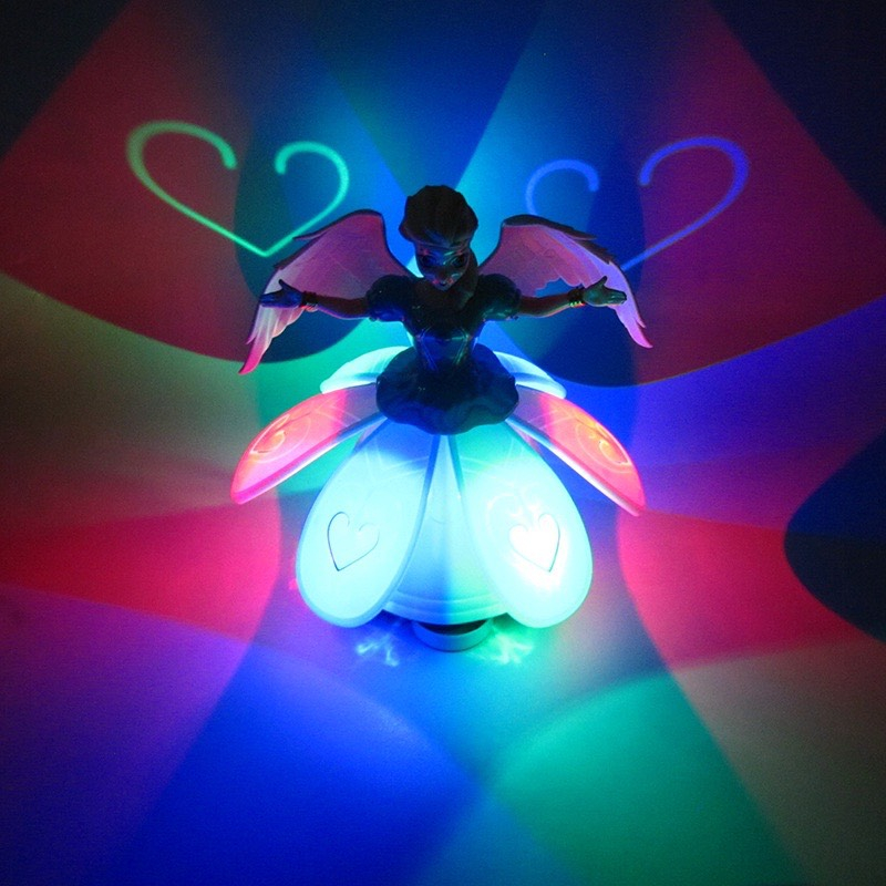 Đồ chơi Lồng đèn Trung thu búp bê công chúa Elsa cánh thiên thần đế xòe nhạc đèn