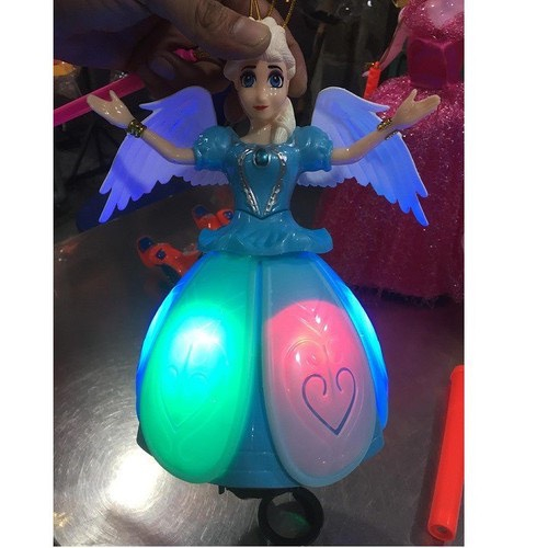 Đồ chơi Lồng đèn Trung thu búp bê công chúa Elsa cánh thiên thần đế xòe nhạc đèn