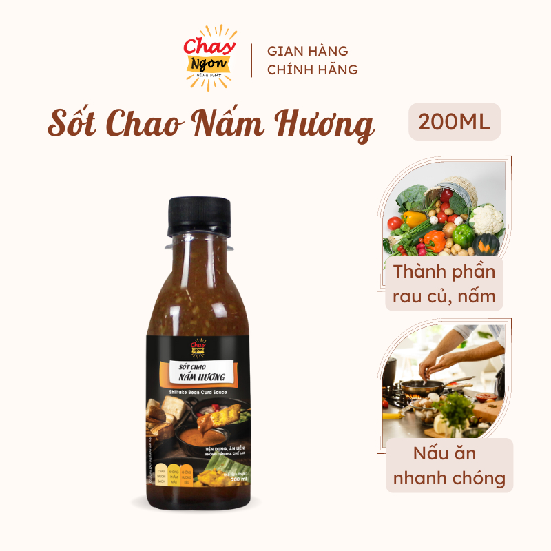 Sốt Chao Nấm Hương Chay Ngon Dùng Chấm Xào Món Ăn Chai 200ml - Thương Hiệu Hùng Phát