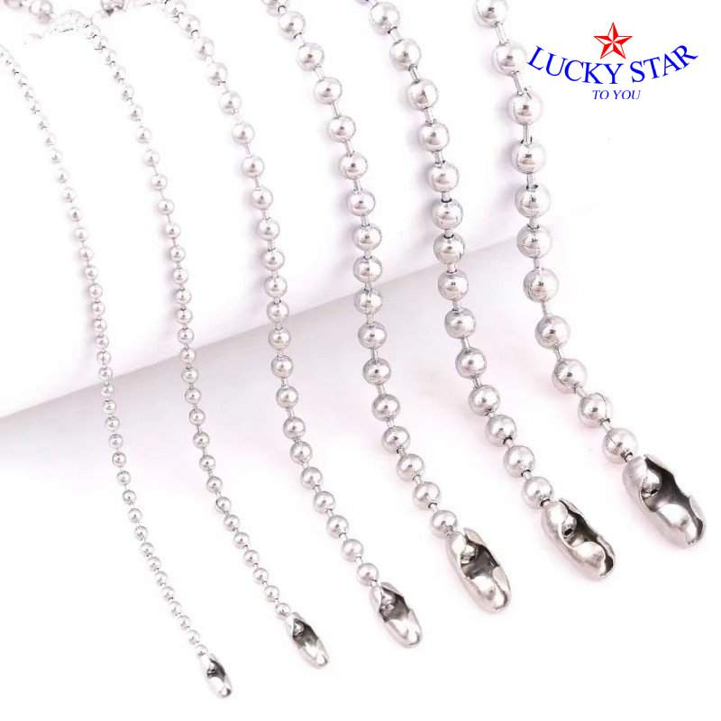 Dây chuyền bi inox tròn cắt dây theo yêu cầu nam nữ thời trang