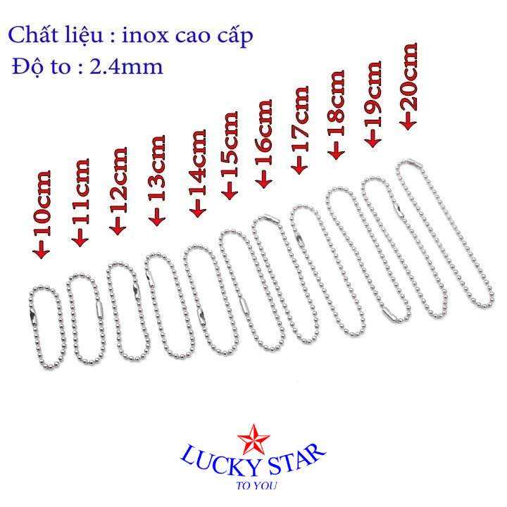 Dây chuyền bi inox tròn cắt dây theo yêu cầu nam nữ thời trang