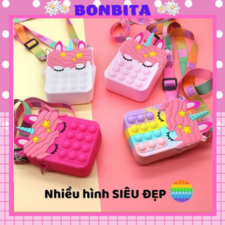 Túi Pop it cho bé giá rẻ đeo chéo giảm căng thẳng stress bóp bong bóng nhiều hình dễ thương