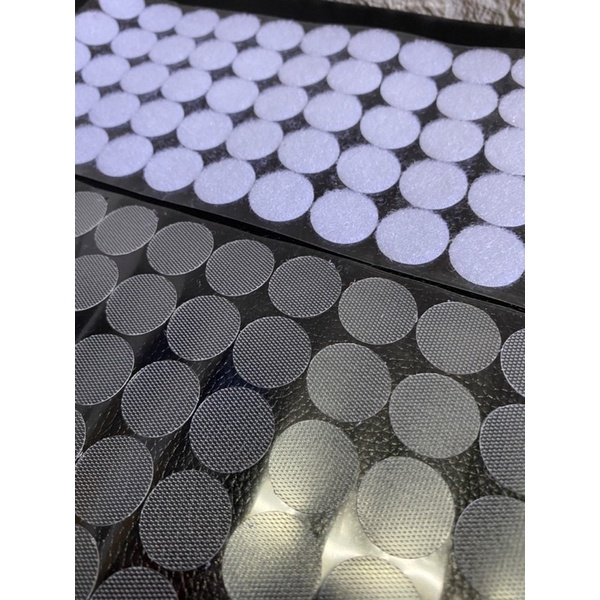 Miếng dán bộ học liệu bóc dán, băng dính gai tròn màu Trắng, velcro nhám, miếng dán xé có keo