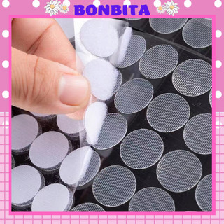 Miếng dán bộ học liệu bóc dán, băng dính gai tròn màu Trắng, velcro nhám, miếng dán xé có keo