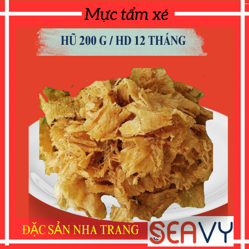 🦑🌶️ Mực tẩm gia vị Nha Trang, loại xé được, làm khô mực lá, thơm ngon, gói 200 gram - Seavy 🦑🌶️