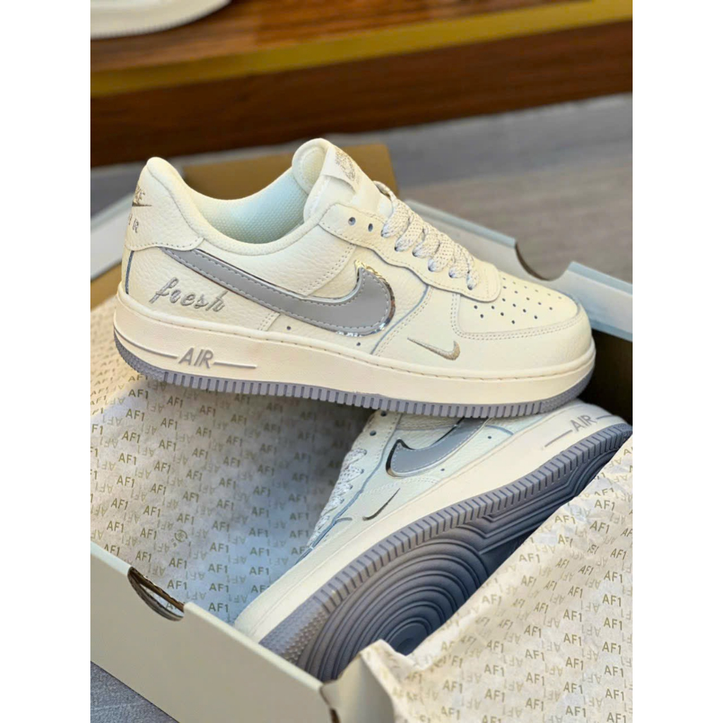 Giày thể thao AF 1 Low By You Custom Smoke kem, Giày af1 bàn chải KemFresh.