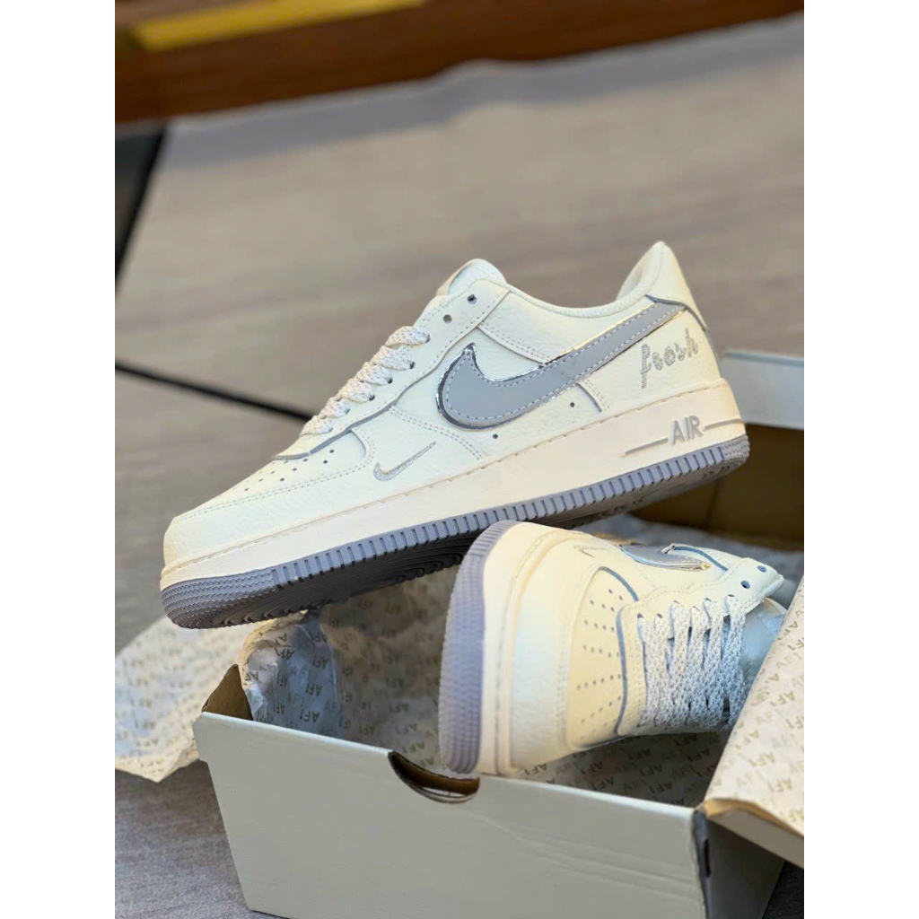 Giày thể thao AF 1 Low By You Custom Smoke kem, Giày af1 bàn chải KemFresh.