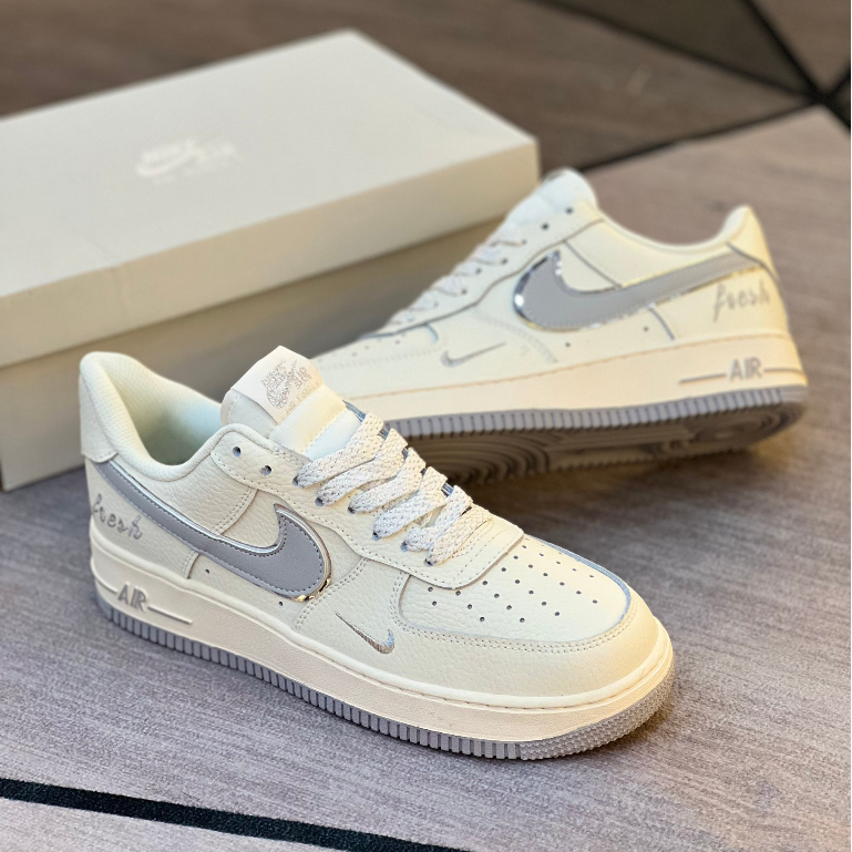 Giày thể thao AF 1 Low By You Custom Smoke kem, Giày af1 bàn chải KemFresh.