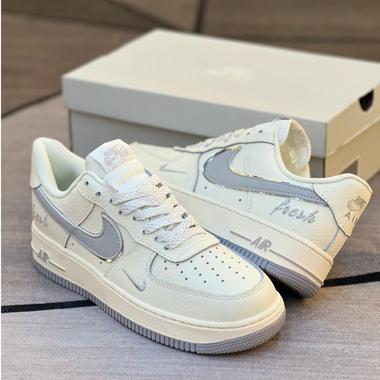 Giày thể thao AF 1 Low By You Custom Smoke kem, Giày af1 bàn chải KemFresh.