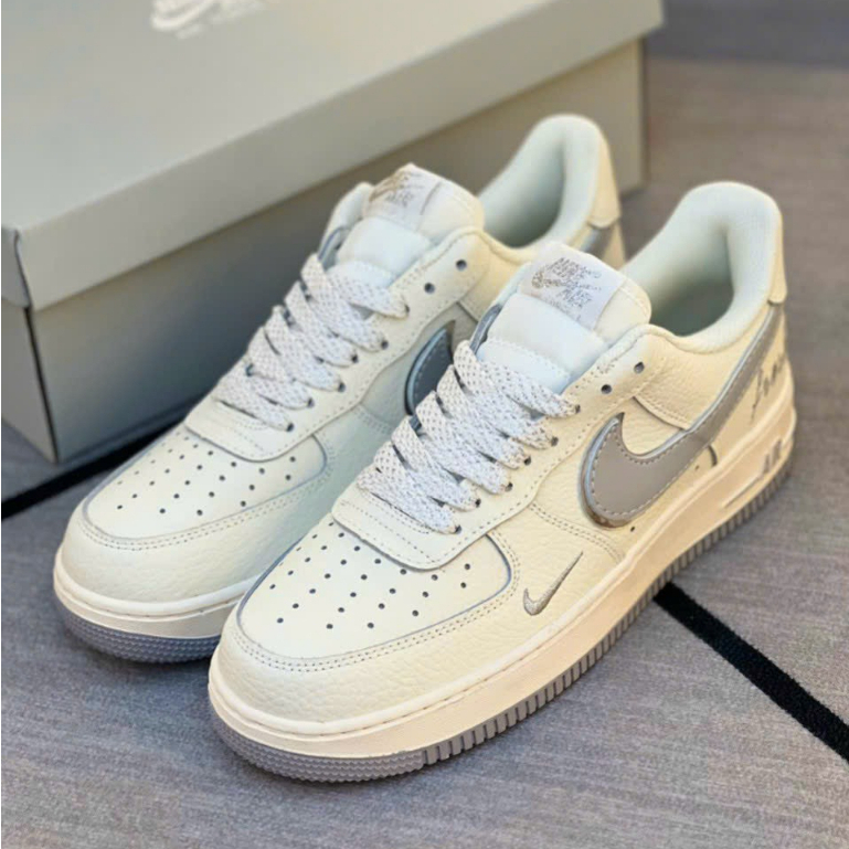 Giày thể thao AF 1 Low By You Custom Smoke kem, Giày af1 bàn chải KemFresh.