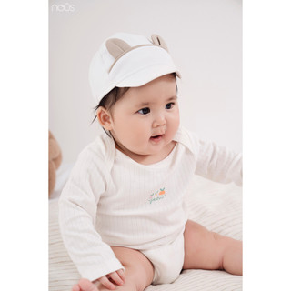 Nous - set 2 bodysuit dài tay trắng - xanh có hình in - nu pre - 3m 6m 9m ss23 - zn276a