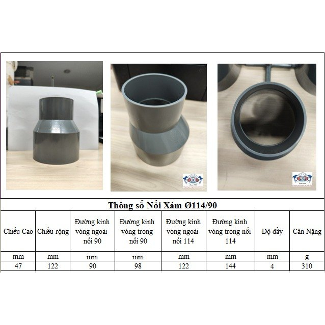 Nối giảm  lệt tâm uPVC 114-90 114-60 114-49 114-42
