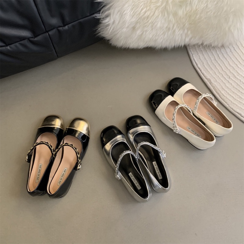 Giày búp bê 2P phối da bóng