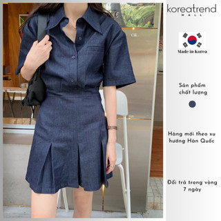 Váy liền denim cá tính phong cách Hàn Quốc
