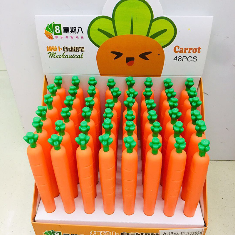 Bút viết chì kim bấm cà rốt 0.5mm học sinh viết chữ vẽ