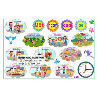 Tranh decal mầm non( ảnh thật)- một ngày của bé (MN-001)