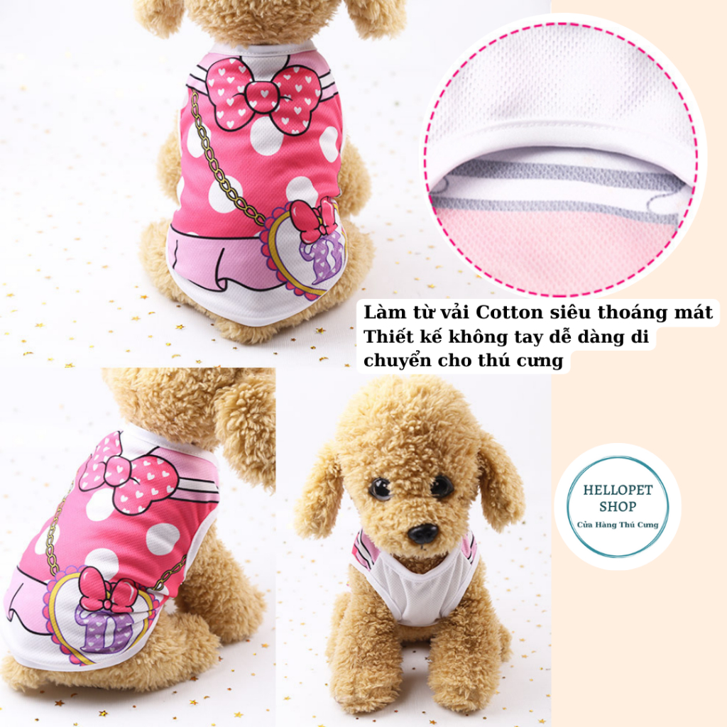 Áo cho chó mèo HELLOPET kiểu dáng 3 lỗ, họa tiết hình yếm độc đáo thời trang, đủ size cho thú cưng giá rẻ H47