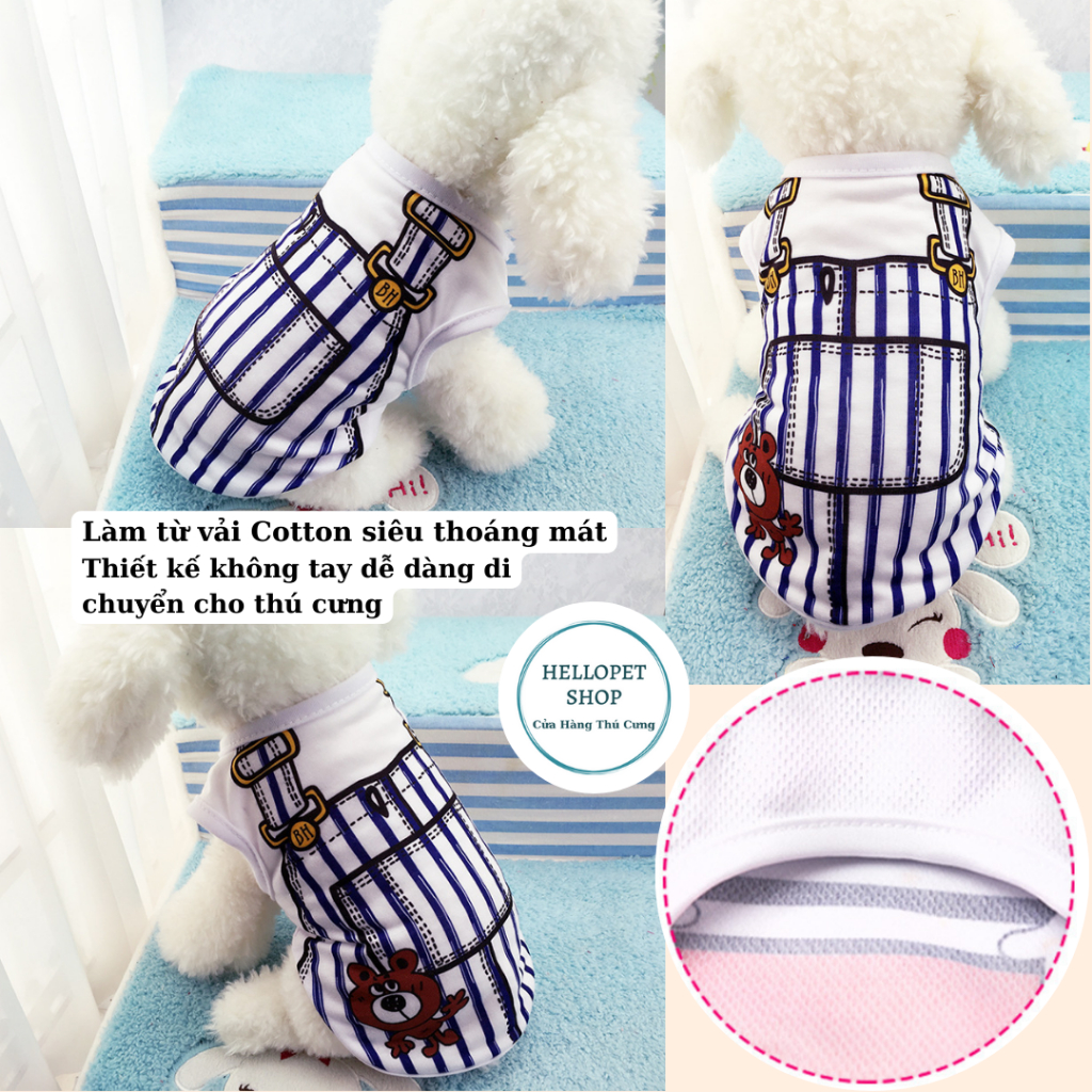 Áo cho chó mèo HELLOPET kiểu dáng 3 lỗ, họa tiết hình yếm độc đáo thời trang, đủ size cho thú cưng giá rẻ H47