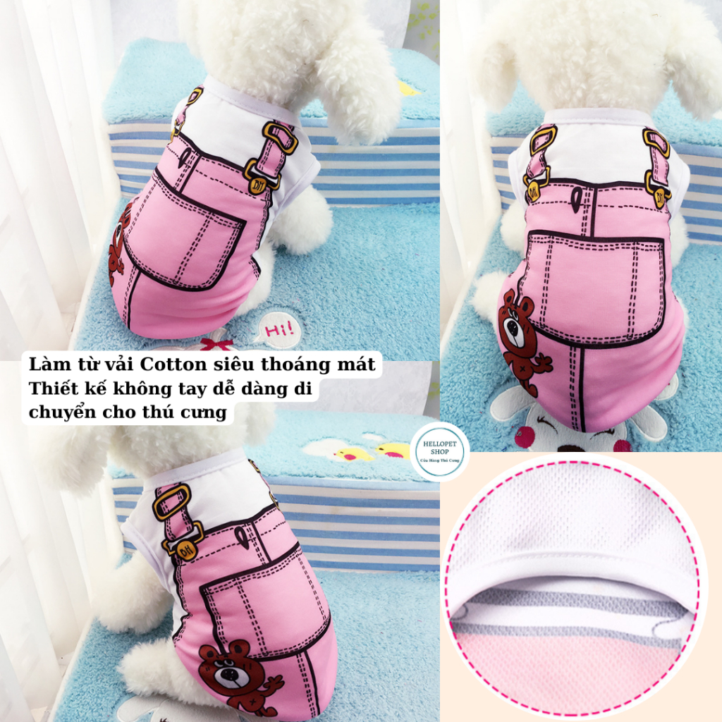 Áo cho chó mèo HELLOPET kiểu dáng 3 lỗ, họa tiết hình yếm độc đáo thời trang, đủ size cho thú cưng giá rẻ H47