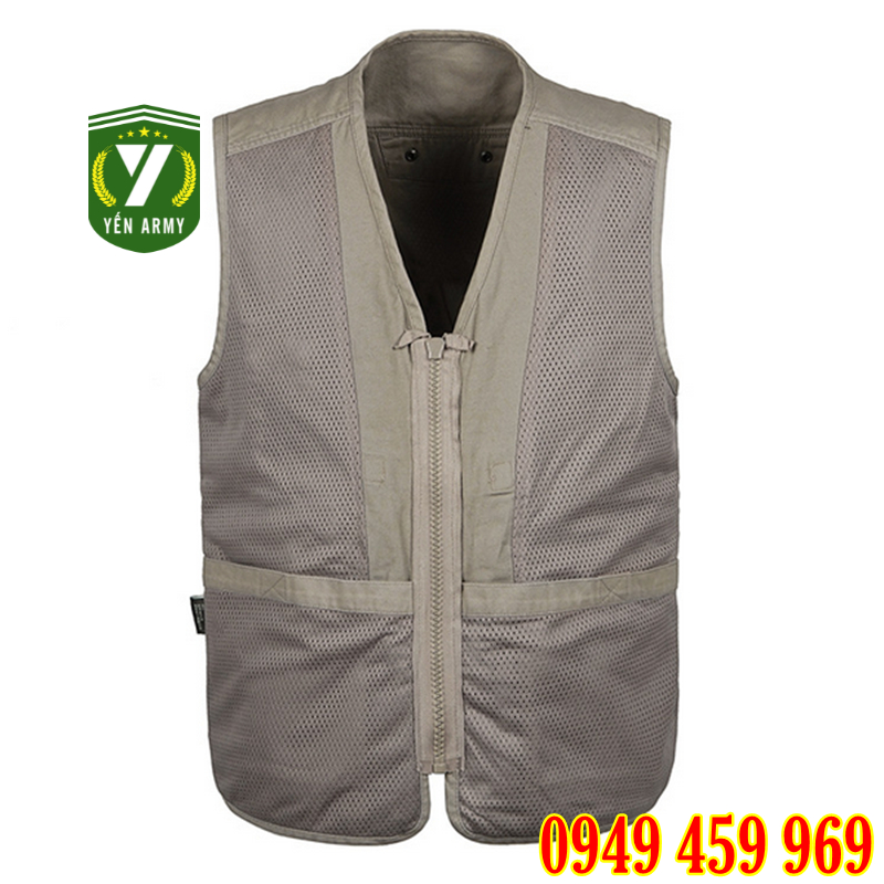 Áo Gile Lính Mỹ - Áo Khoác Gile Hàng Kaki 2 Lớp Xịn Màu Be Kem / Xanh Rêu - Mã GL015