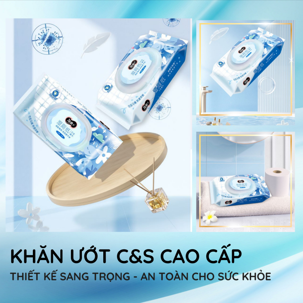 Khăn Giấy Uớt Vệ Sinh Vùng Kín, Làm Sạch, Khử Mùi Hôi, Kháng Khuẩn, Tự Tan Trong Nước, Giấy Face - JS205