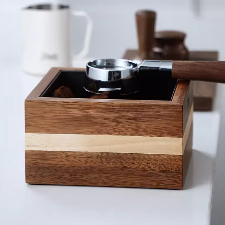 BinCoo | Hộp Đập Bã Gỗ Walnut Phối 2 Màu Hình Vuông