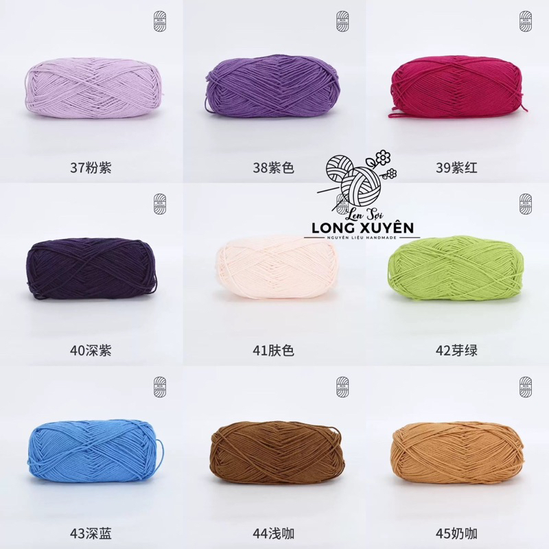 Len Milk Cotton 100g mác xanh Xuefeier BẢNG 2