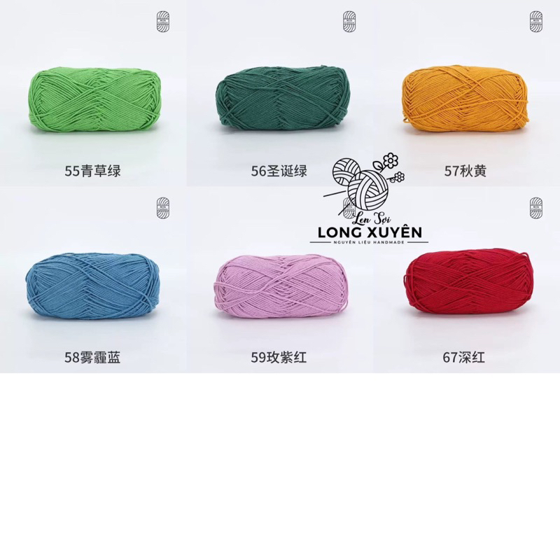 Len Milk Cotton 100g mác xanh Xuefeier BẢNG 2