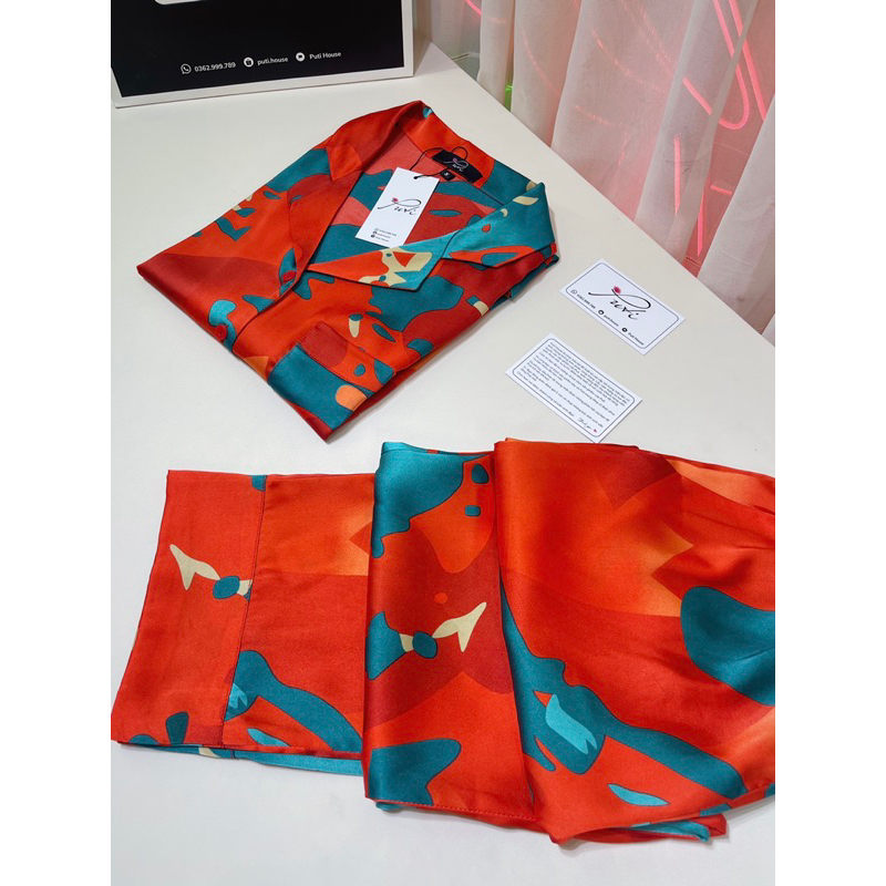 Bộ đồ ngủ nữ pijama Puti House áo dài quần dài Đo chất lụa tơ mềm mịn nhẹ mát mặc nhà