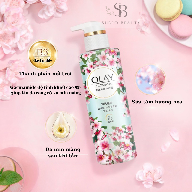 Sữa tắm dưỡng trắng OLAY B3+ siêu dưỡng trắng da, cấp ẩm, giúp làn da mịn màng, nhiều mùi hương / Subeo Beauty
