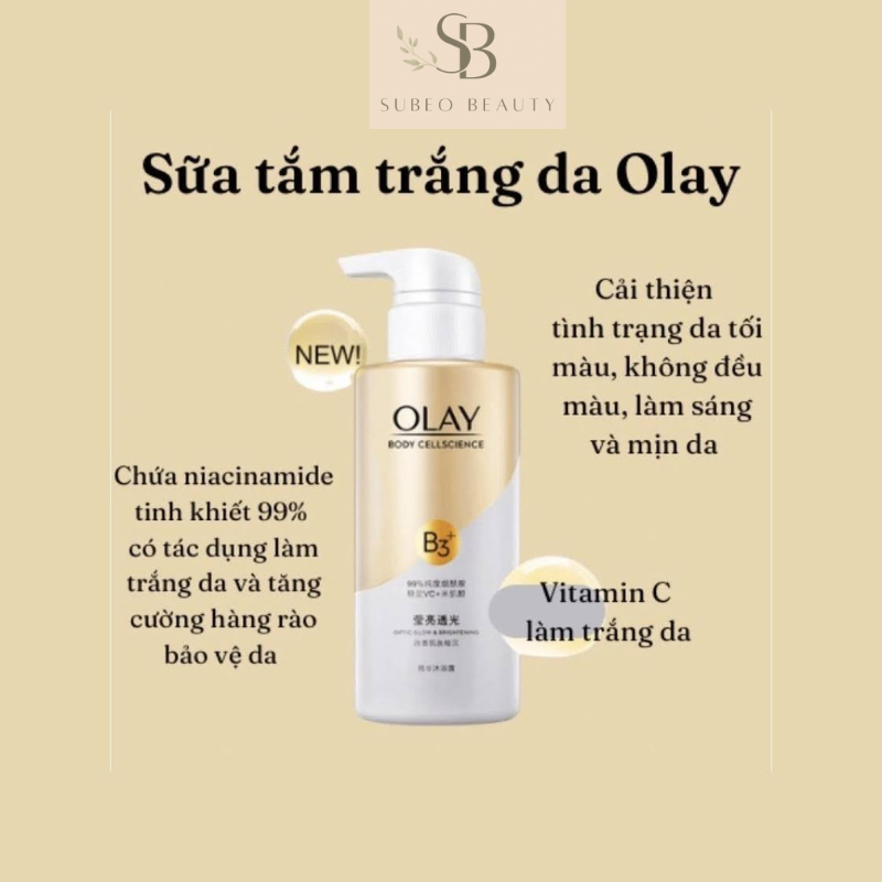 Sữa tắm dưỡng trắng OLAY B3+ siêu dưỡng trắng da, cấp ẩm, giúp làn da mịn màng, nhiều mùi hương / Subeo Beauty