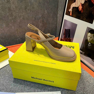 sandal bít mũi chất da trơn 2 màu fullbox
