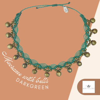Vòng chân Macrame with Bells Darkgreen. Vòng chân có chuông.