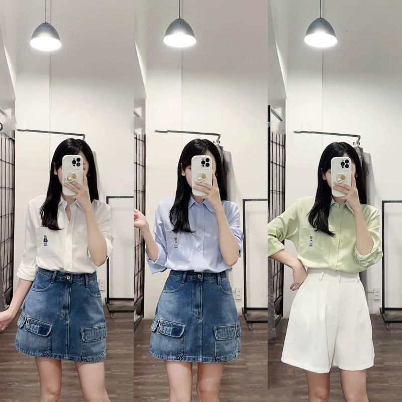 Áo sơ mi dài tay thêu Gấu dư xịn .