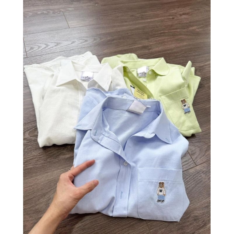 Áo sơ mi dài tay thêu Gấu dư xịn .