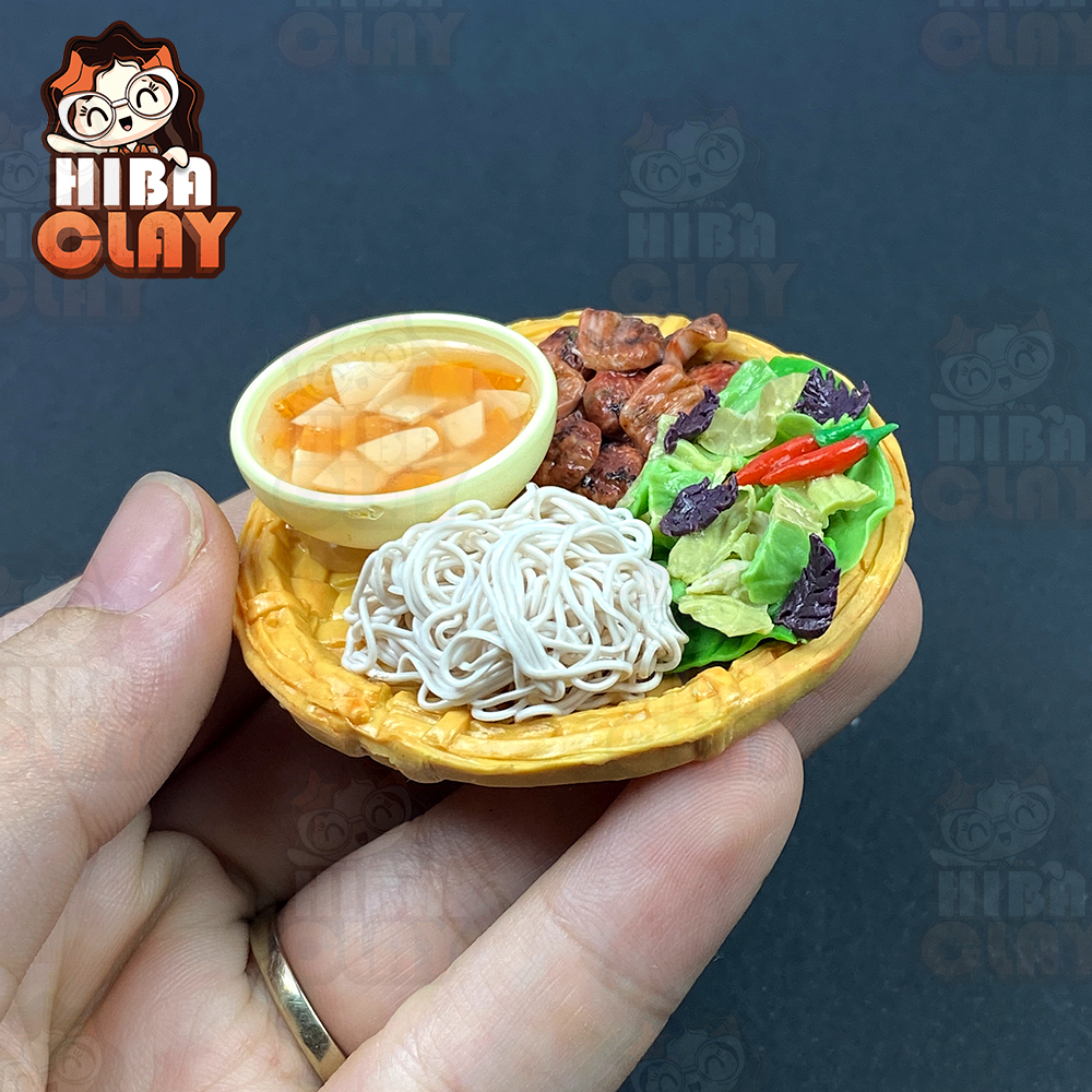 Mô hình 1 Khay bún chả tí hon, đồ ăn mini mô hình cho búp bê DIY