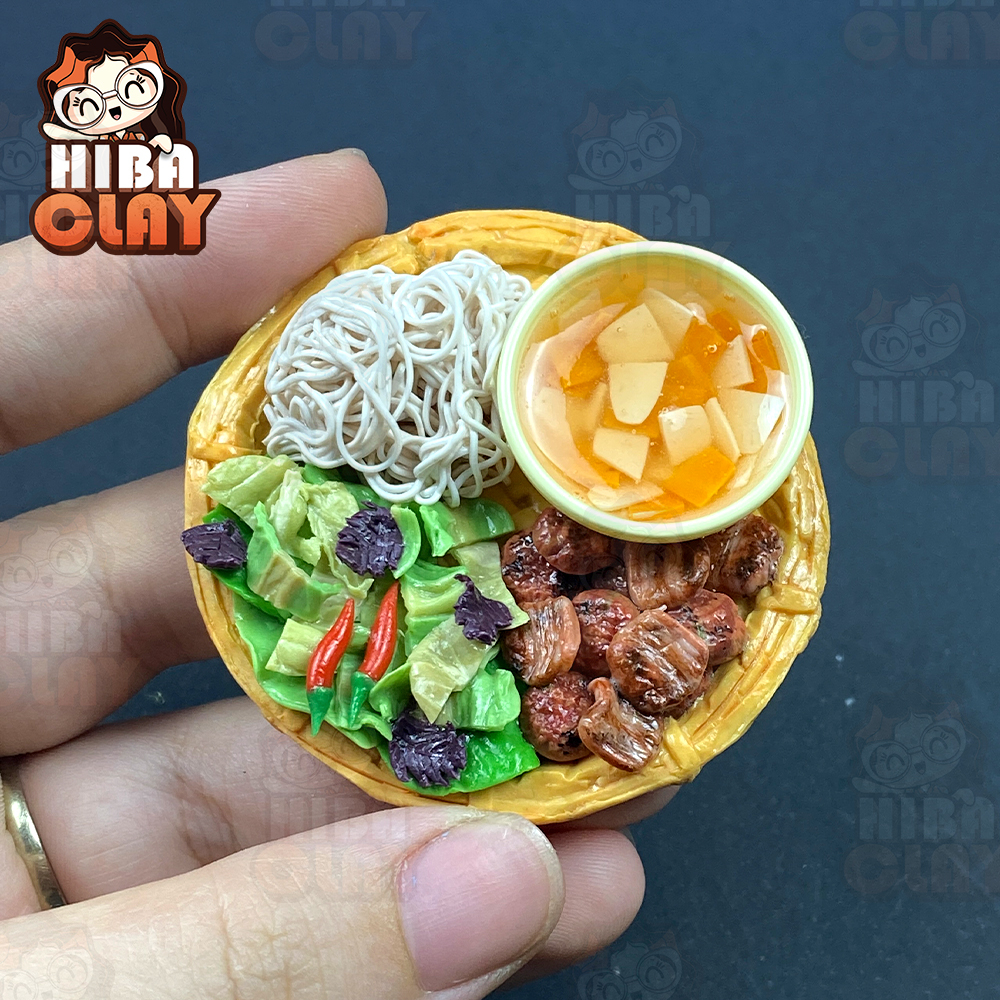 Mô hình 1 Khay bún chả tí hon, đồ ăn mini mô hình cho búp bê DIY