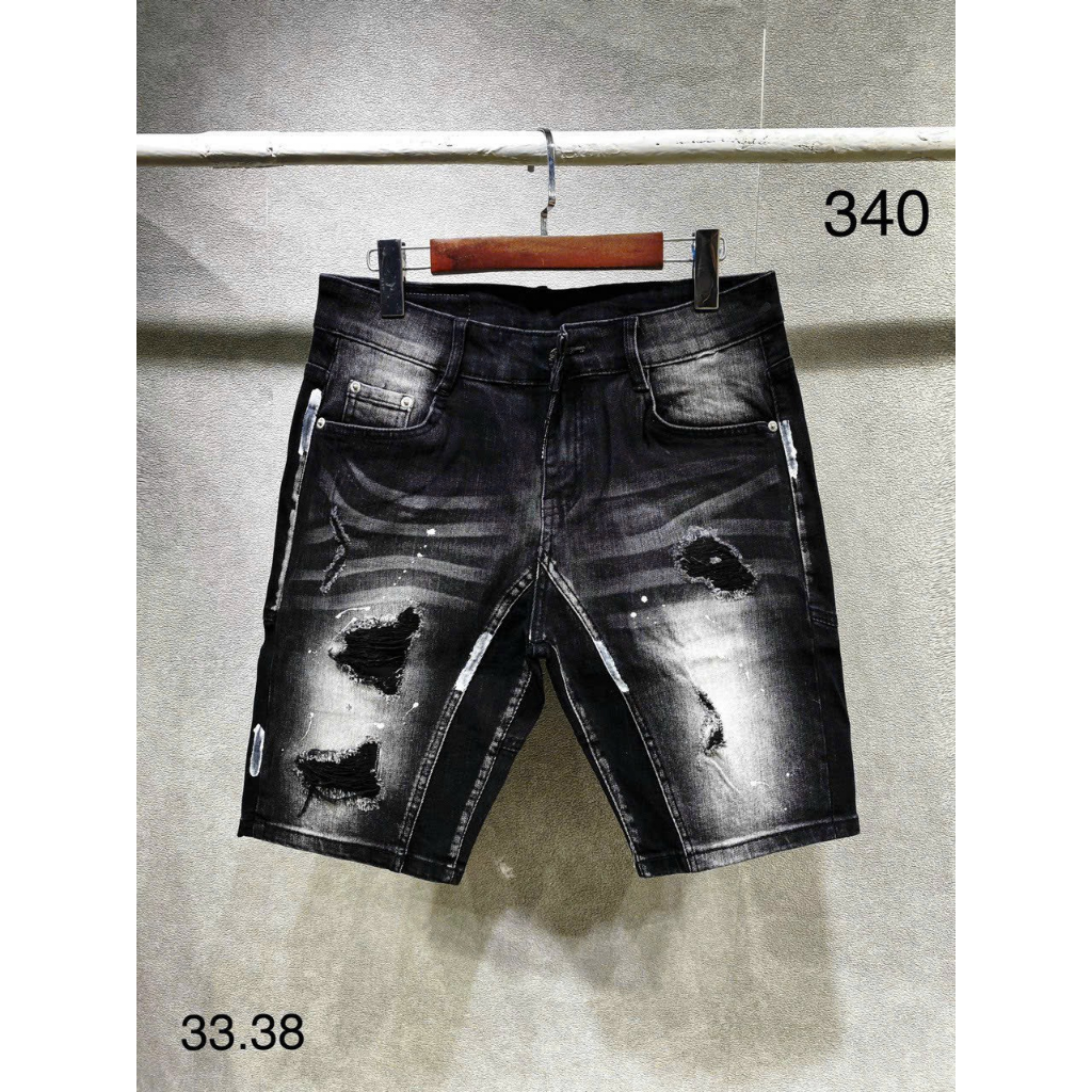 Quần short jean nam 2 Đáy Đen Trơn và rách xước nhẹ Co dãn tốt mẫu mới phong cách thời trang cao cấp 2K_STORE