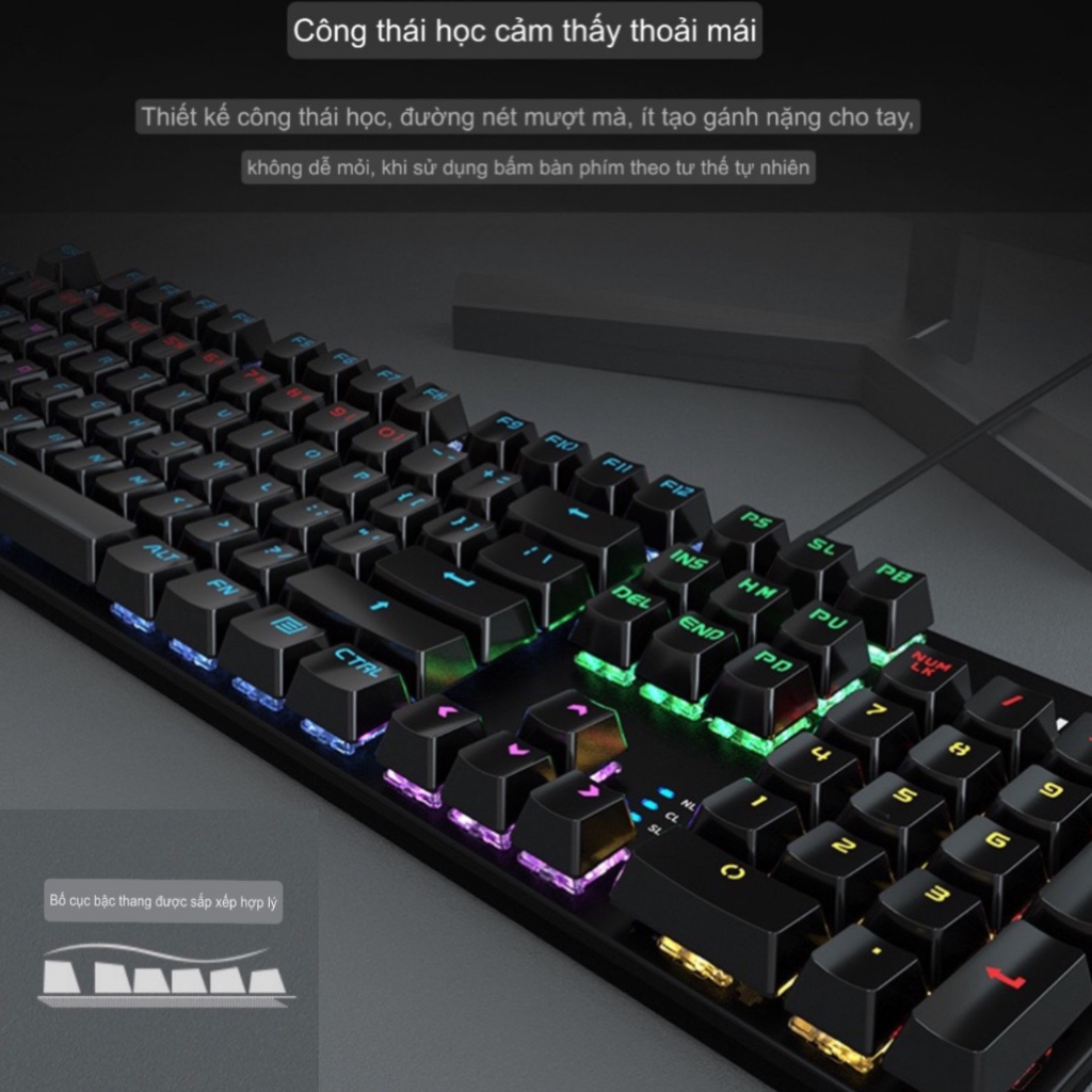 COMBO Bàn Phím Cơ Chuột Chơi Game - PL - SKP8401+G15 - LED 20 Hiệu Ứng - BLUE SWITCH - Dùng Cho Máy Tính Laptop